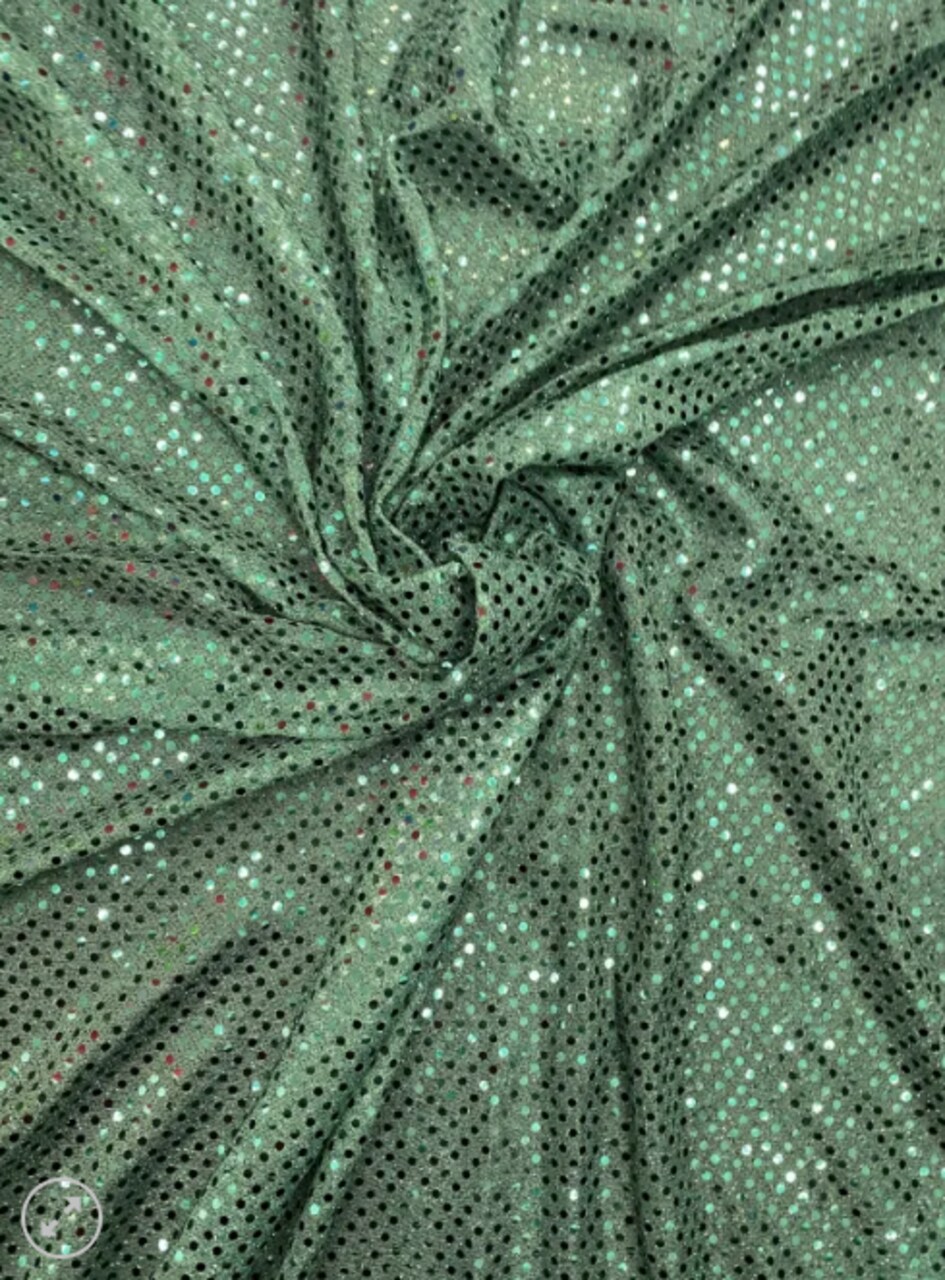 1 Yard Vibrant Hunter Green Sequin Mesh Fabric Polyester Confetti Tulle 42″ Wide